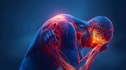 3D Illustration of Men Feeling Pain in Elbow