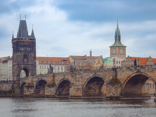 Fototapeta na wymiar Prague Charles bridge, Czech Republic.