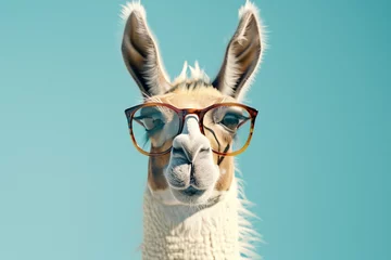 Photo sur Aluminium Lama a llama wearing glasses