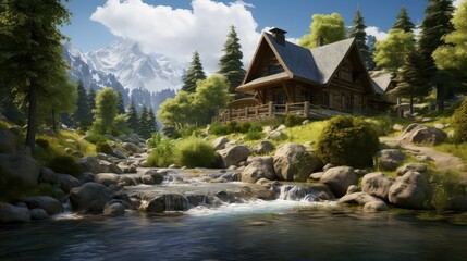 Fototapeta premium charming architecture cottage building