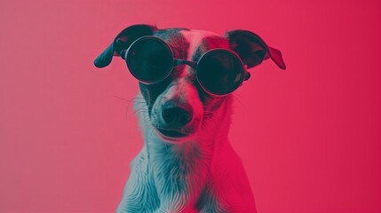 Dog with glasses. Close-up portrait of a dog. Anthopomorphic creature. A fictional character for advertising and marketing. Humorous character for graphic design. - 751777349