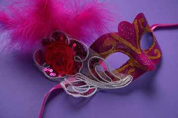 Carnival mask on purple background