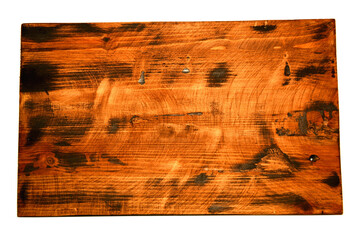 An old stylized retro board made of pine wood isolated on transparent background