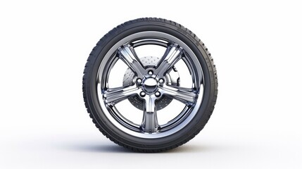 aluminum car wheels and tires showcased against a crisp white background