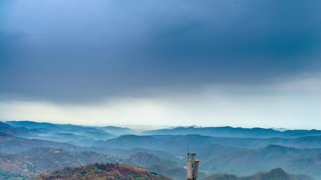 4K Timelapse video of Beautiful Green Mountains and valleys of Lansdowne in the district of Garhwal, Uttarakhand. Lansdown Beautiful Hills. The beauty of nature on the hills of Uttrakhand.
