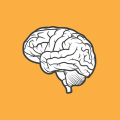 Simple, single color vector illustration of a human brain