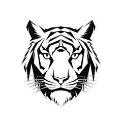 Obraz premium Tiger Icon, Tiger Head Isolated, Minimal Cat Head