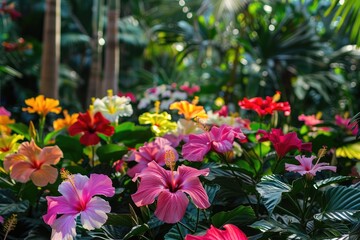 Hibiscus Serenity: Tranquil Garden Haven, AI Generative
