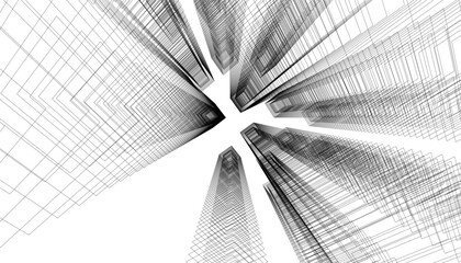 Obraz premium Abstract modern architecture, city buildings 3d illustration