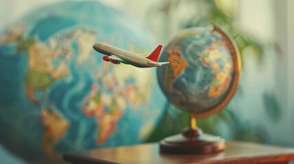 Toy Airplane Flying Over Desk