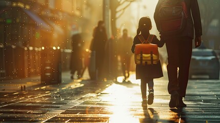 learning parent and child going to school