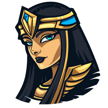 Beautiful woman queen Cleopatra esport vector logotype, logo Cleopatra, icon Cleopatra, sticker Cleopatra, symbol Cleopatra, emblem Cleopatra