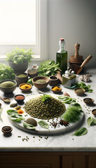 Azifa Lentil Salad on Marble Kitchen Counter