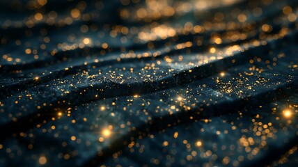 Abstract Glittering Lights on Dark Surface, Concept of Magical Night, Festive Background or Fantasy Texture