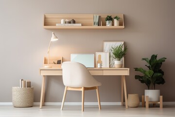 Serene Indoor Plant Workspace: Minimalist Home Office Desk Inspirations