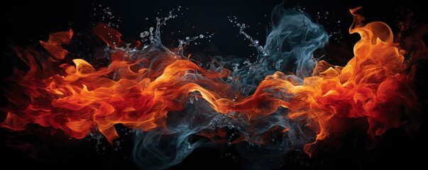 fire and water on black - opposite energy