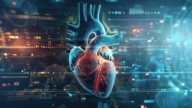 futuristic illustration of the human heart medicine technology background