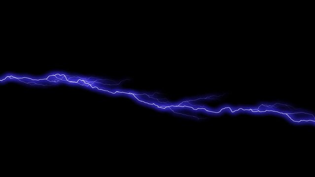 Lightning strikes set over black background. Thunderstorm with flashing lightning thunderbolt.