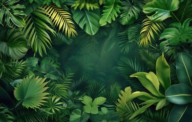A picturesque tropical rainforest scene, with a lush canopy and a vibrant array of tropical plants. - obrazy, fototapety, plakaty