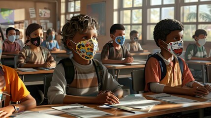 virus school children mask