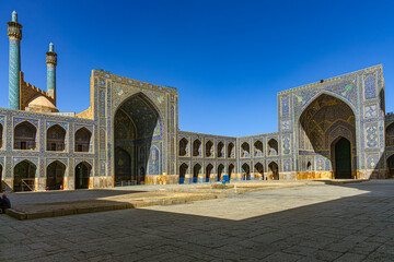 Iran. Isfahan. Imam Mosque (also known as Shah Mosque, Jame Abbasi Mosque), one the most beautiful mosques in Iran (UNESCO World Heritage Site), built the early 17th century - view of the courtyard