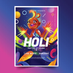 realistic holi vertical flyer template design vector illustration