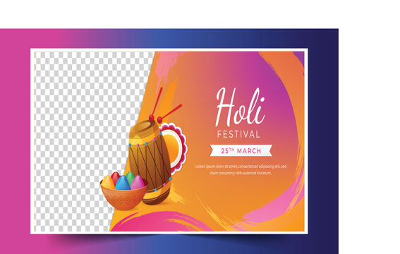 gradient holi horizontal banner template design vector illustration