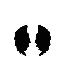 hand drawn angel or bird wings silhouettes