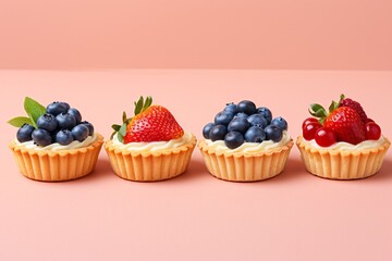 a row of fruit tarts