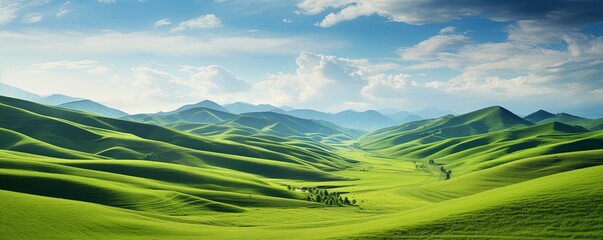 Fototapeta premium vast expanse of rolling hills covered in lush green