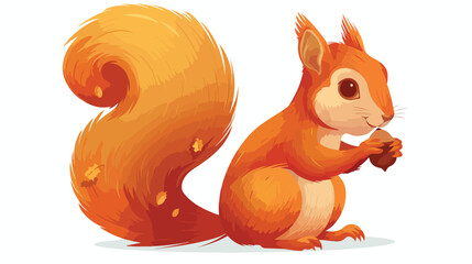 A pretty orange squirrel with an acorn isolated on w