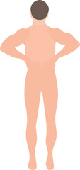 A vector illustration depicting the silhouette of a nude, athletic man with a muscular physique on a white background. The image portrays strength, dynamism, and athleticism, showcasing his toned musc