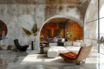 A stylish office space. Modern black and white interior design.