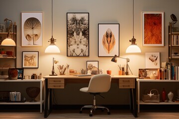Vintage Light Fixtures: Retro Home Office D�cor, Desk Organization, and Artful Poster Wall