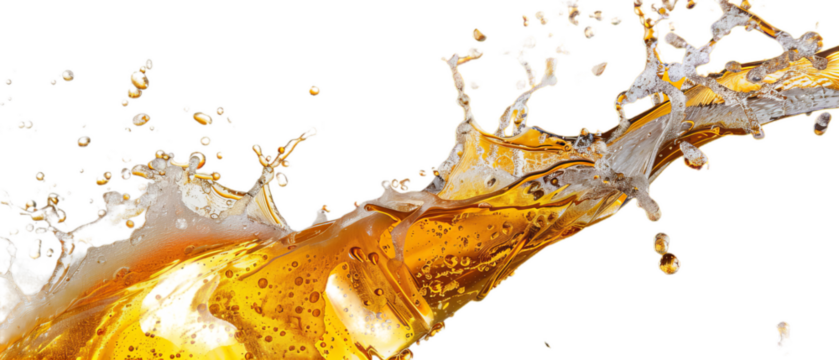 A golden beer splashing.
