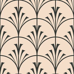 Seamless vector pattern Art Deco dark gray on a light beige background