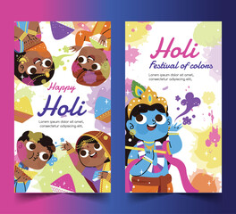 flat holi banners collection design vector illustration