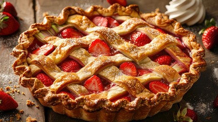 delicious strawberry rhubarb pie - Powered by Adobe