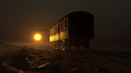 3D render of a shadowy caravan traversing the Silk Road a mafia of the ancient world smuggling goods between empires - obrazy, fototapety, plakaty