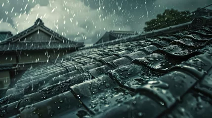 Fotobehang damage raining roof © vectorwin