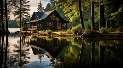 Fototapeta na wymiar tranquil scenery cottage building