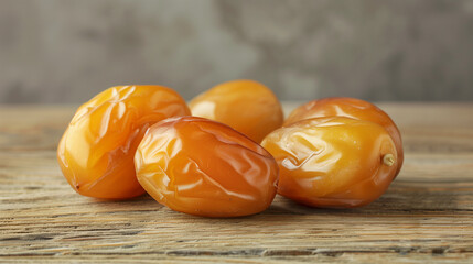 Light color date fruits on wooden table