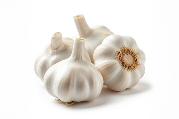Garlic close up isolated on white background	