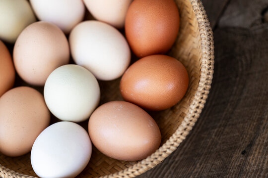 A basket of fresh laid eggs