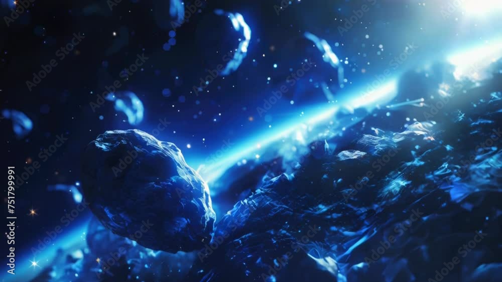 Poster A close up of a rock in space. Suitable for science and astronomy concepts.