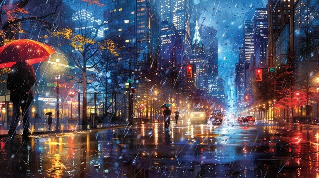 umbrella rainy city