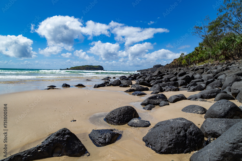 Sticker beach and rocks