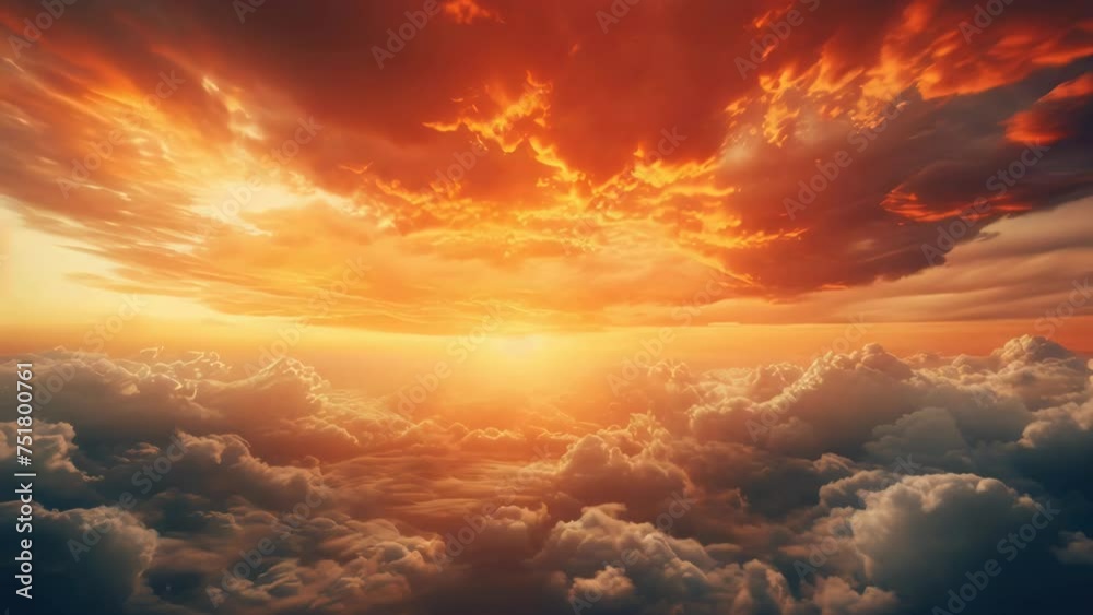 Poster A beautiful sunset scene with clouds in the sky. Perfect for various design projects.