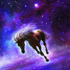 A horse running in space
