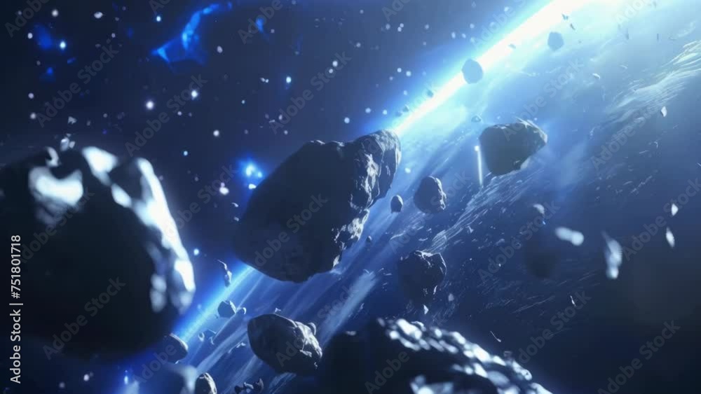 Aufkleber A group of rocks floating in outer space. Suitable for science fiction concepts.